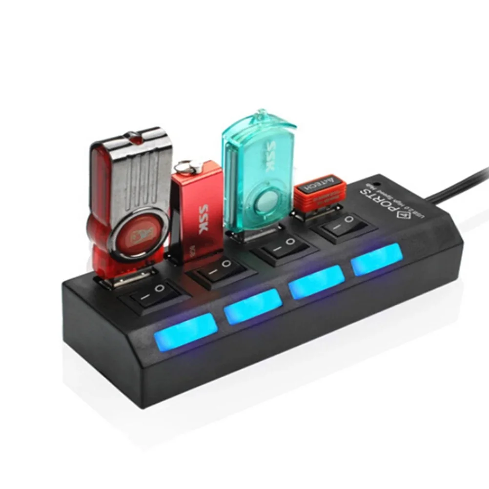 USB 2 0 4 порта Портативный Мини Высокоскоростной 480 Мбит/с вкл/выкл переключатель