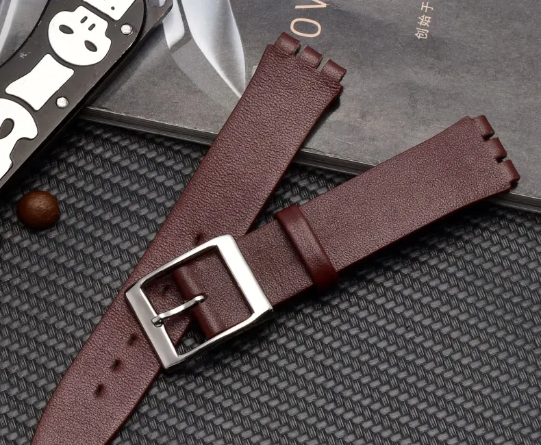 Подходит для swatch кожаный ремешок для часов SYXS116 серии мужской и женский браслет с интерфейсом bump тонкий кожаный ремень мягкий и удобный