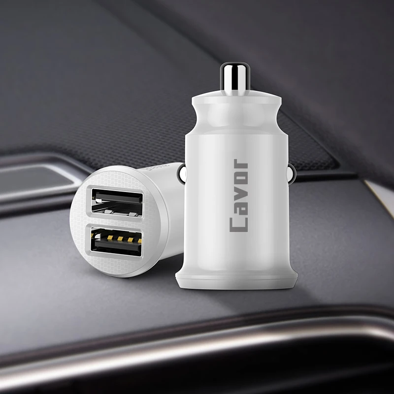 Автомобильное зарядное устройство Mini Dual USB для iPhone xs max xr xs 6 6s 7 8 Plus быстрое зарядное устройство для планшета gps 3.1A USB зарядное устройство в автомобиле Бесплатный кабель