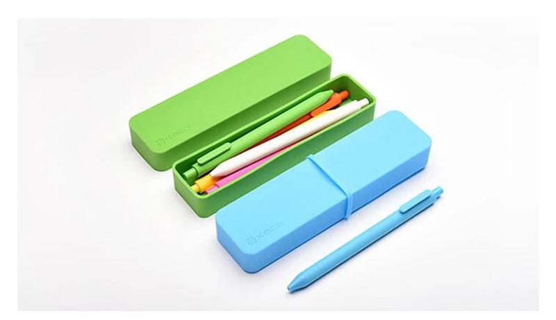 KACO Pure& Silicone Stationery Box Set(Pencil Case+1 Black Gel Pen) Storage Box Anti-static Protect Pencils