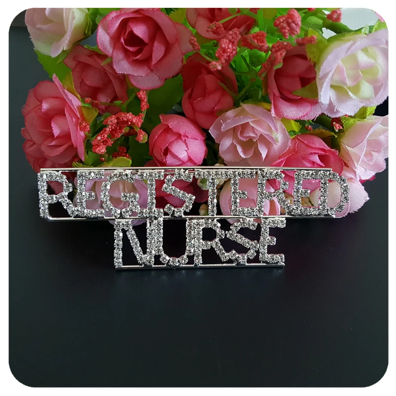 Professions Theme Crystal Lapel Pin &quotREGISTERED NURSE&quot Word Brooch Gift | Украшения и аксессуары
