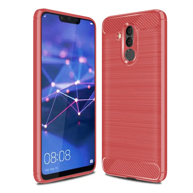 red Карбоновый чехол для huawei mate 20 Lite, чехол для mate 20 Lite, силиконовый бампер, мягкий чехол Huaiwe mate 20 Lite, защитный чехол для телефона - Цвет: red