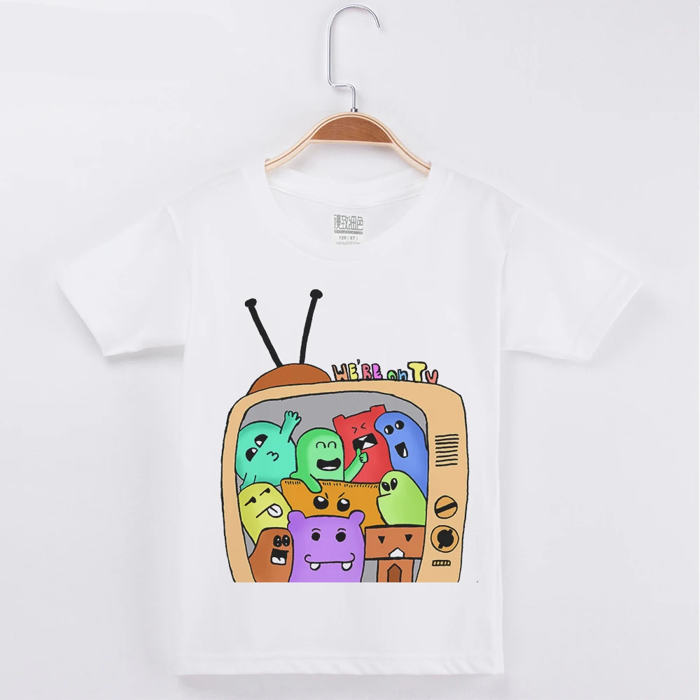 

2019 New Fashion Boys T Shirt Cartoon Alien Creative Printed Girls T-Shirt Kids Short Sleeve Child Cotton White Basic Tees Tops