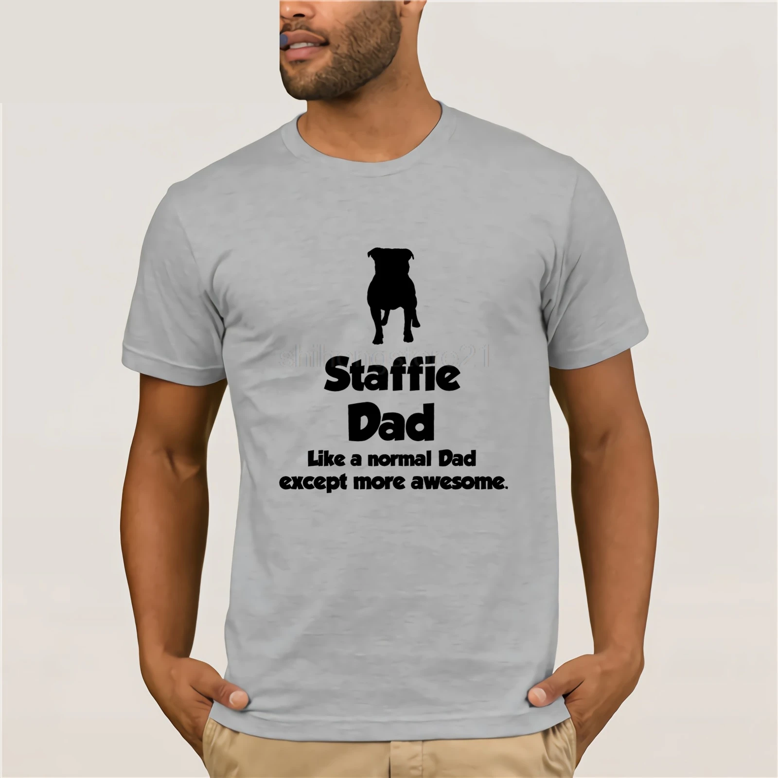 Подарок футболка с надписью Staffie DAD Staffordshire Bull Terrier/День отца новая унисекс