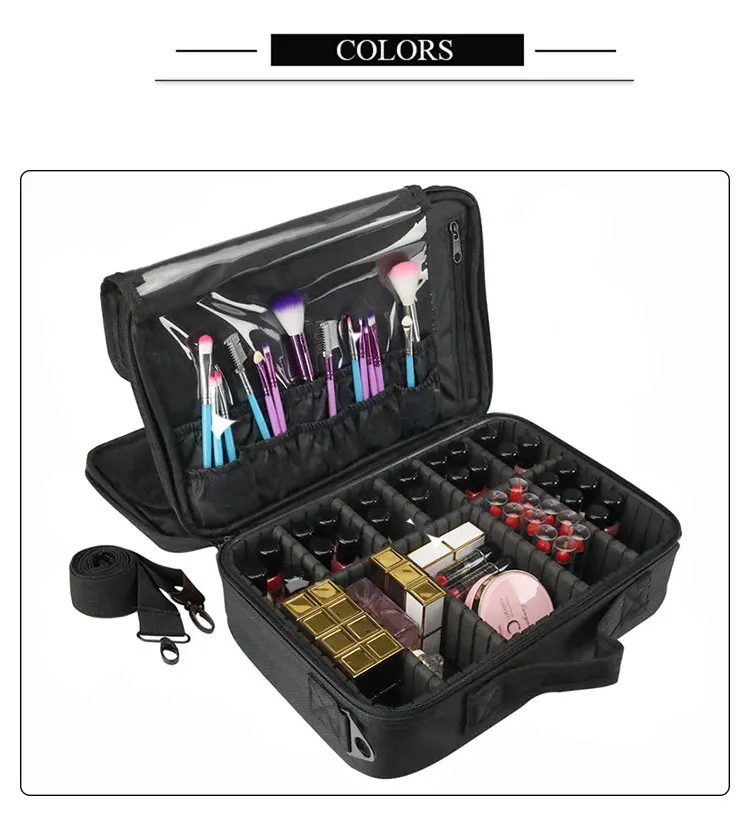 New Makeup Bag with Mirror Large Capacity Women Professional Cosmetic Manicure Bag Portable Make up Organizer Storage Bags