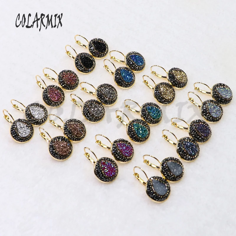 10 пар druzy серьги крюк серьги в форме капли имитация druzy опт ювелирные изделия драгоценные камни ювелирные изделия для женщин 7017