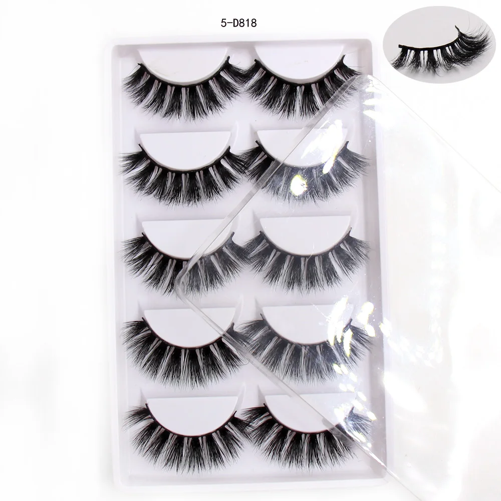 SOQOZ Eyelashes 3D Mink Luxury Handmade Lashes Natural Long Eye Fluffy False Lash 5 pairs D818 cosmeti | Красота и здоровье
