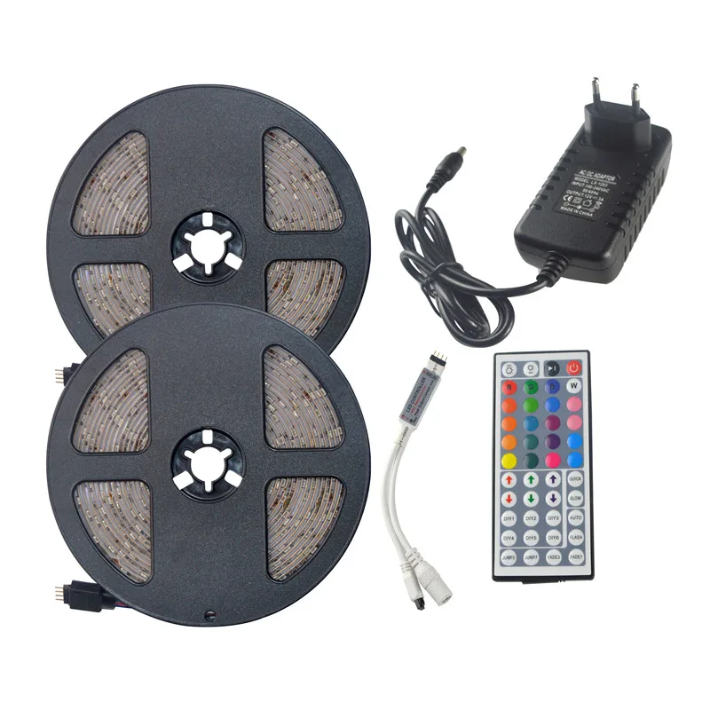 44 key 10m full set SMD 2835 RGB Светодиодная лента Водонепроницаемая 5 м 10 м 15 м Rgb ленточный светильник с блоком питания управление музыкой рождественский свет домашний декор - Испускаемый цвет: 44 key 10m full set