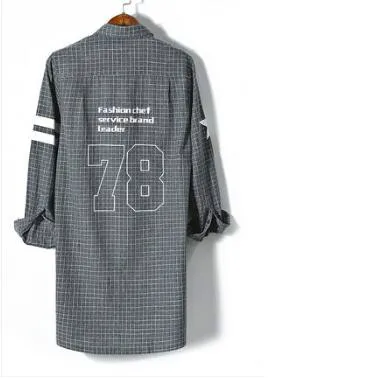 M ~ 4XL! Новая мужская одежда больших размеров Корейская рубашка с длинным рукавом в