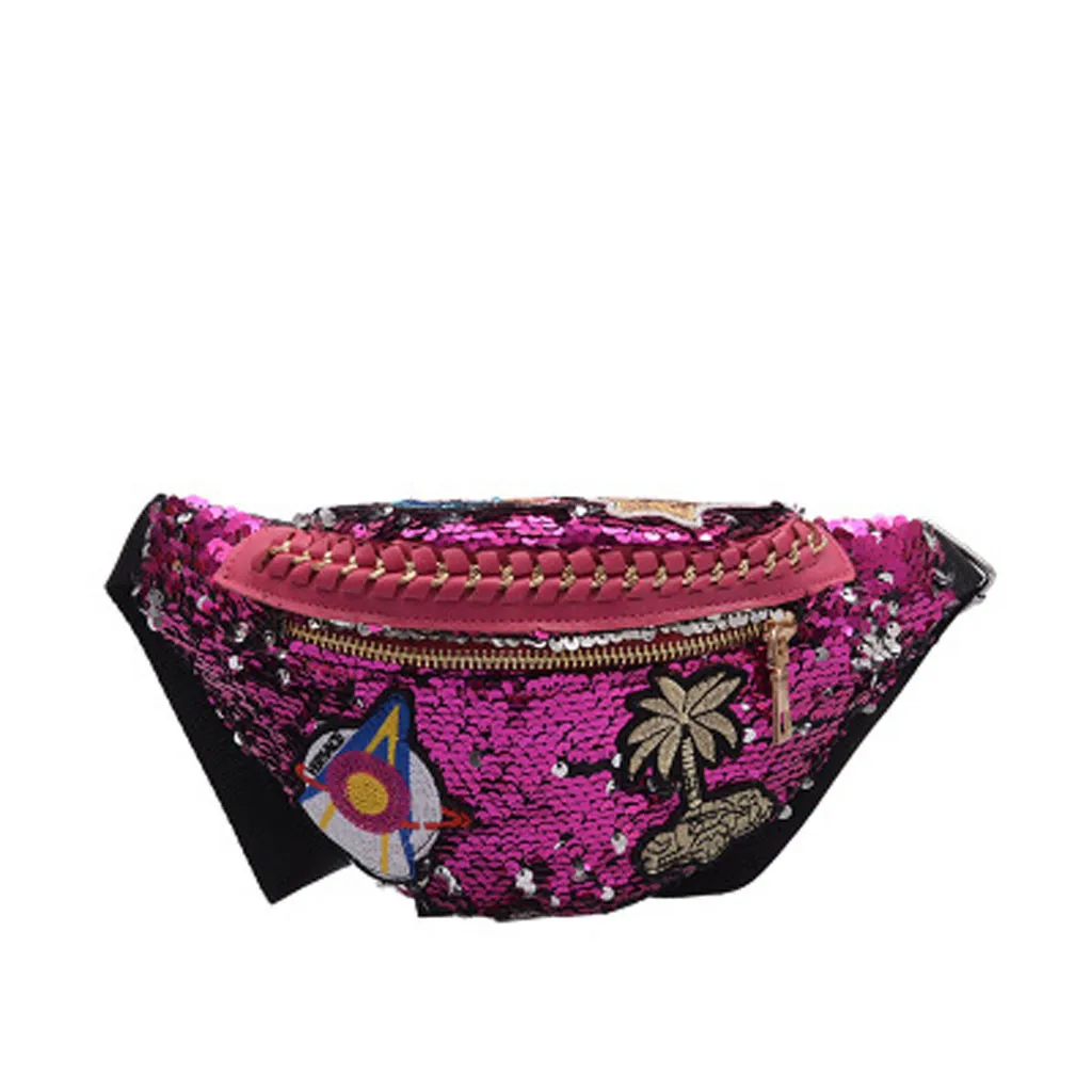 Purple Женская сумка, новая, градиентная, цветная, с блестками, посылка, модная, на плечо, сумка на талию, nerka, грудь, cangurera cintura mujer 703#40 - Цвет: Purple