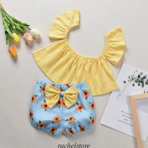 Комплект детской одежды из 2 предметов для маленьких девочек летний укороченный