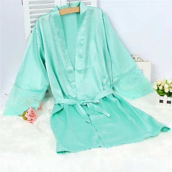 Сексуальное Женское ночное белье со средним рукавом 7993 M L XL XXL, кружевные женские халаты из натурального шелка LM93 - Цвет: Зеленый