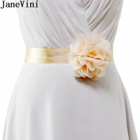 janevini 2020 beaded flower wedding belts bride bridesmaid sash ribbon accessories simple bridal belt satin wedding dress sash