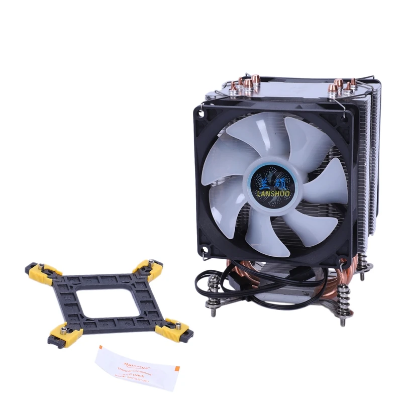 Double Fans Lanshuo чистый Медь 4 тепловая труба Термальность процессорный кулер для Lga/1150/1151/1155/1156/1366 Intel Многоплатформенный радиатор ЦПУ - Цвет: Double Fans