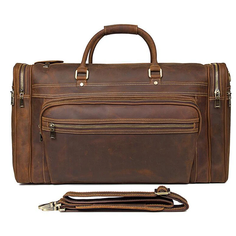 LEXEB Full Grain Leather Business Travel Duffle For Men Overnight Weekender Big Bag Carry On Luggage Top Quality Large Brown | Багаж и