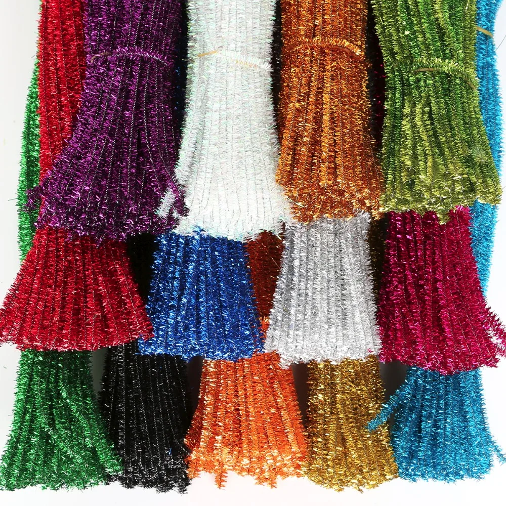 100 шт./лот 5 мм блестящие стебли синели детские игрушки для чистки красочные