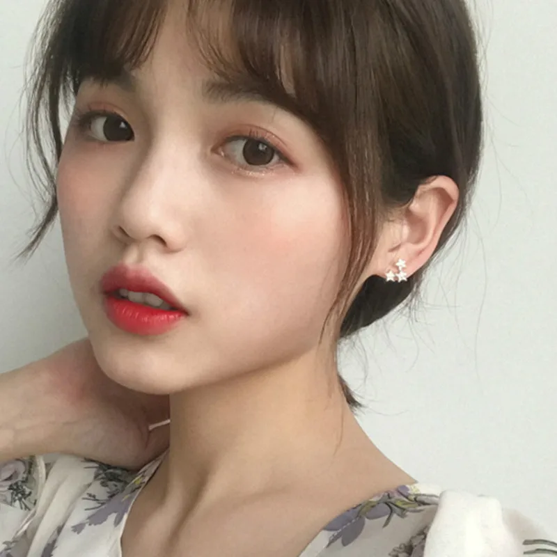 Женские серьги из трех предметов с пятиконечной звездочкой|Серьги-гвоздики| |