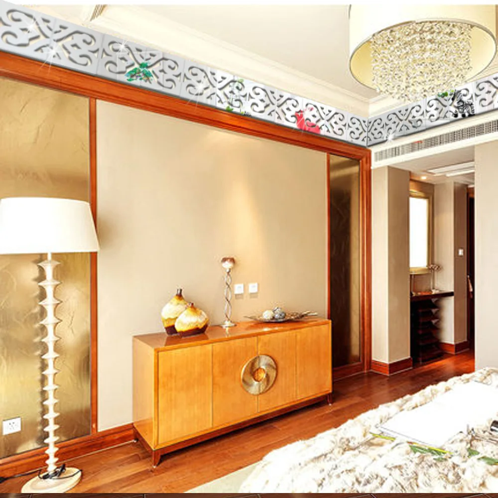 Бесплатная доставка Золотой DIY узор акриловое зеркальное покрытие настенные