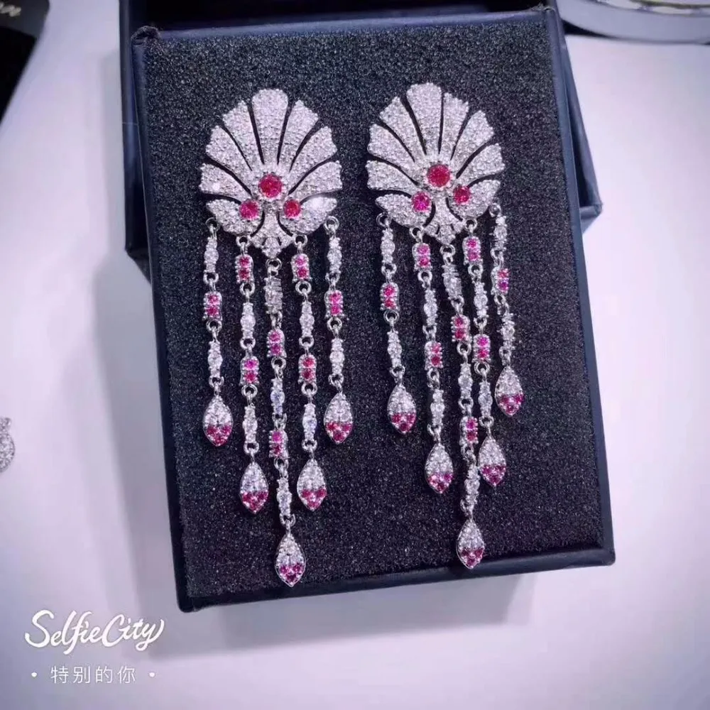 Модные прозрачные длинные висячие серьги Marquise CZ, роскошные красивые свадебные серьги невесты для женщин, рождественские подарки E-176