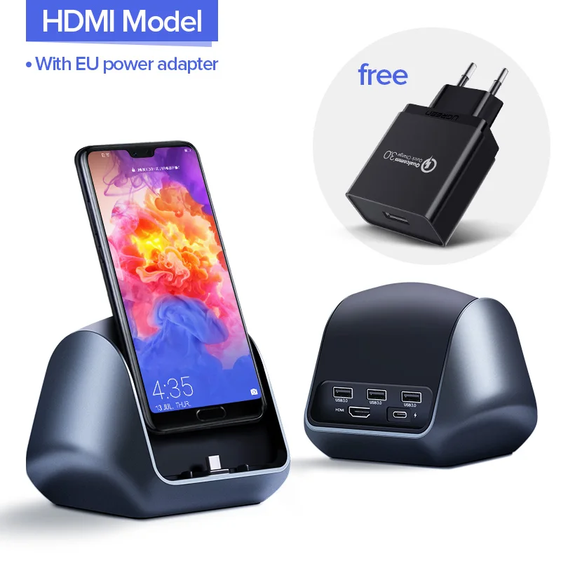 Ugreen USB C концентратор Тип C 3,0 концентратор HDMI адаптер для huawei Коврики 20/10/10 Pro P20/P20 Pro USB-C док-станция Тип C концентратор USB - Цвет: HDMI Model EU Plug
