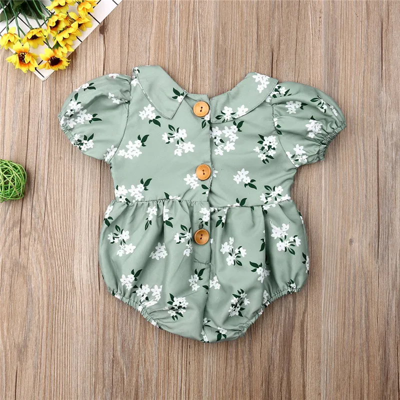 

Cute Sweet Newborn Baby Girl Floral Romper Jumpsuit Clothes Outfits Short sleeve