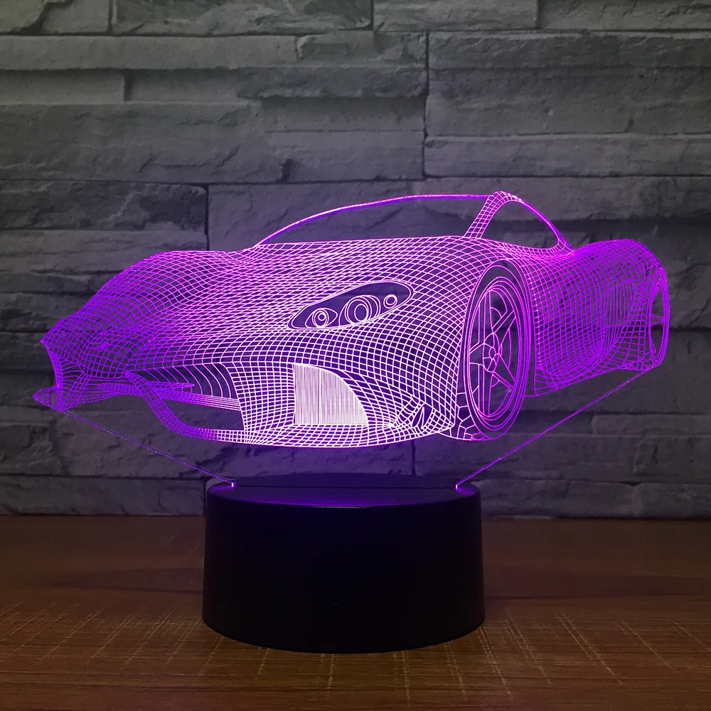 Спортивный 3D Автомобильный светодиодный светильник 7 цветов сенсорное