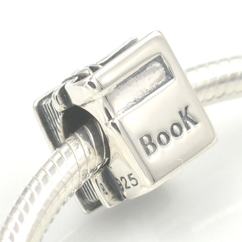 Подвеска книга из серебра 925 пробы с бусинами Подходит для Pandora Charms браслета сделай сам ювелирных