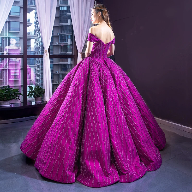 J66869 jancember elegant evening dress off the shoulder ball gown lace up back floor length beautiful prom dress new design 2019