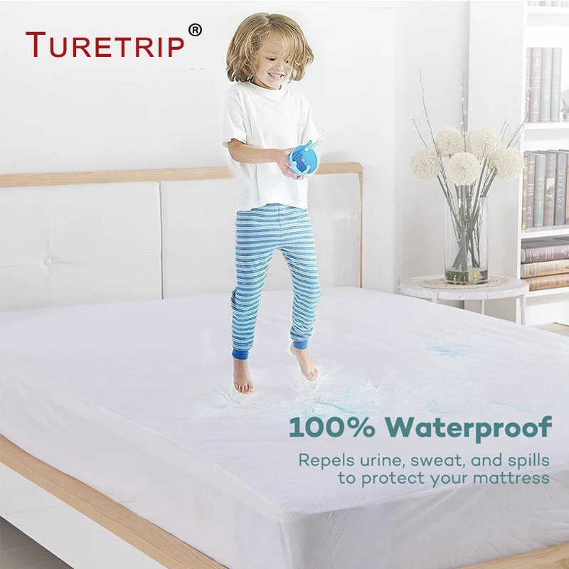 Turetrip 120X200CM Terry Waterproof Mattress Cover Bed Bugs Dust Mite Protector For Foam Pad Matress | Дом и сад