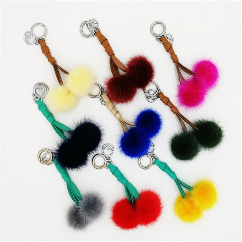 Cherry шар для волос кулон брелок норковый мех плюшевые игрушки Женская сумка