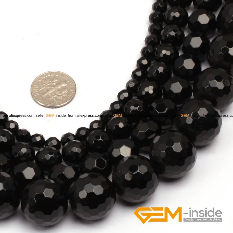 

Round Faceted(64 Faces) AA Grade Black Agates Beads Natural Stone Bead DIY Bead For Woman Jewelry Making strand 15" Wholesale !