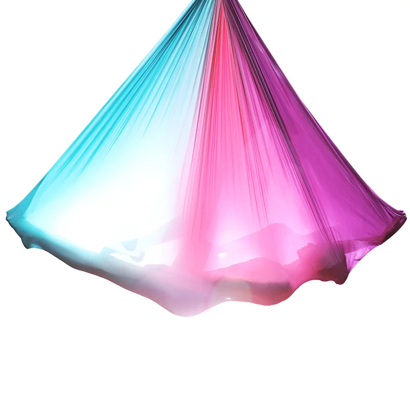 Rainbow color Высокопрочный цветной Воздушный Гамак для йоги 5 м x 2,8 м Антигравитационные пояса для йоги для упражнений Йога Топ Воздушный Гамак для йоги качели кровать - Цвет: Rainbow color