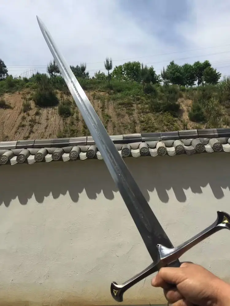 Новый Властелин Колец Anduril меч Арагорна булатная Дамасская сталь и кожа оболочка
