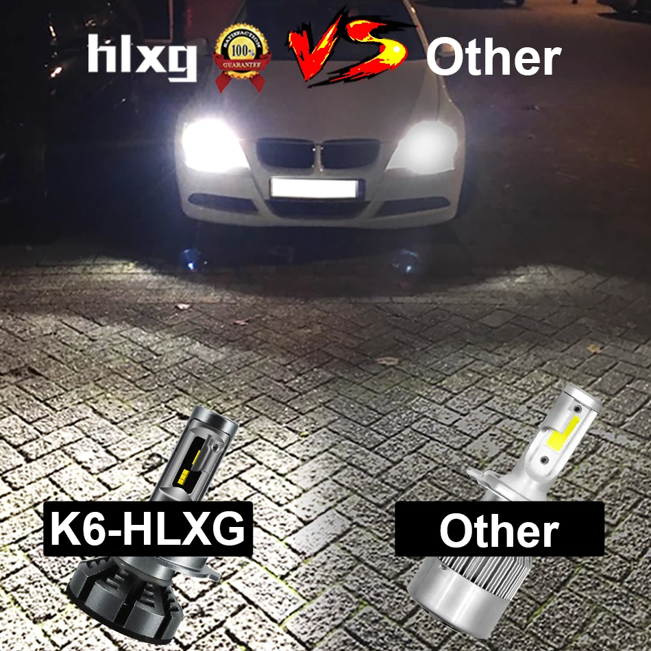 HLXG H7 LED H4 Lumileds Luxeon ZES Автомобильные Светодиодные Лампы Головного Света H1 LED H11 H8 HB3 9005 HB4 Ближний Свет Дальний Протифотуманные Фары 6500К 4300К 5000К 12В 12000Лм Сверхъяркие комплект ЛЕД