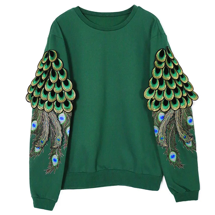 1 пара модных вышитых павлиньих крыльев футболок свитеров одежды Аксессуары