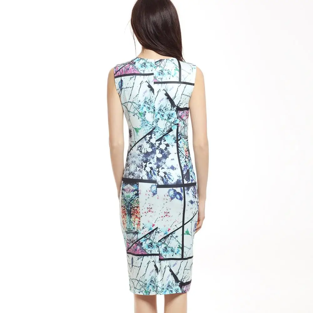 Женщины Урожай Цветочные Кружева Карандаш Dress O образным Вырезом Без Рукавов