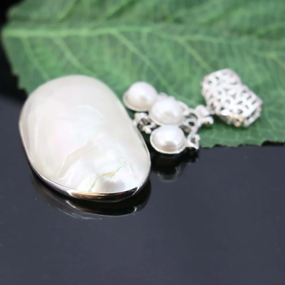 Бусины из искусственного жемчуга 47 х20 мм|shell pendant|abalone shell pendantfreshwater pearl pendant |