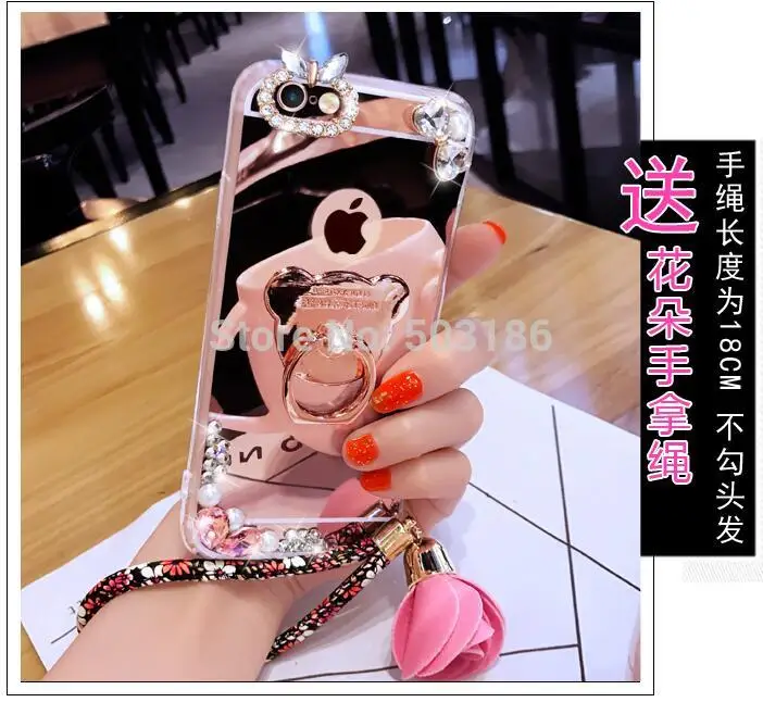 For Xiaomi Mi 8 6 5X 6X A2 Redmi 5 5A 6A Note 7 4X S2 Pocophone F1 Mix 2 2s Lanyard Ring holder Mirror Diamond case | Мобильные