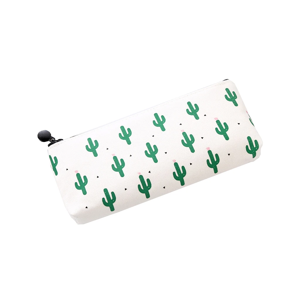 

Cute Cactus Canvas Zipper Bags Storage Pen Pouch Bag For Girls Student