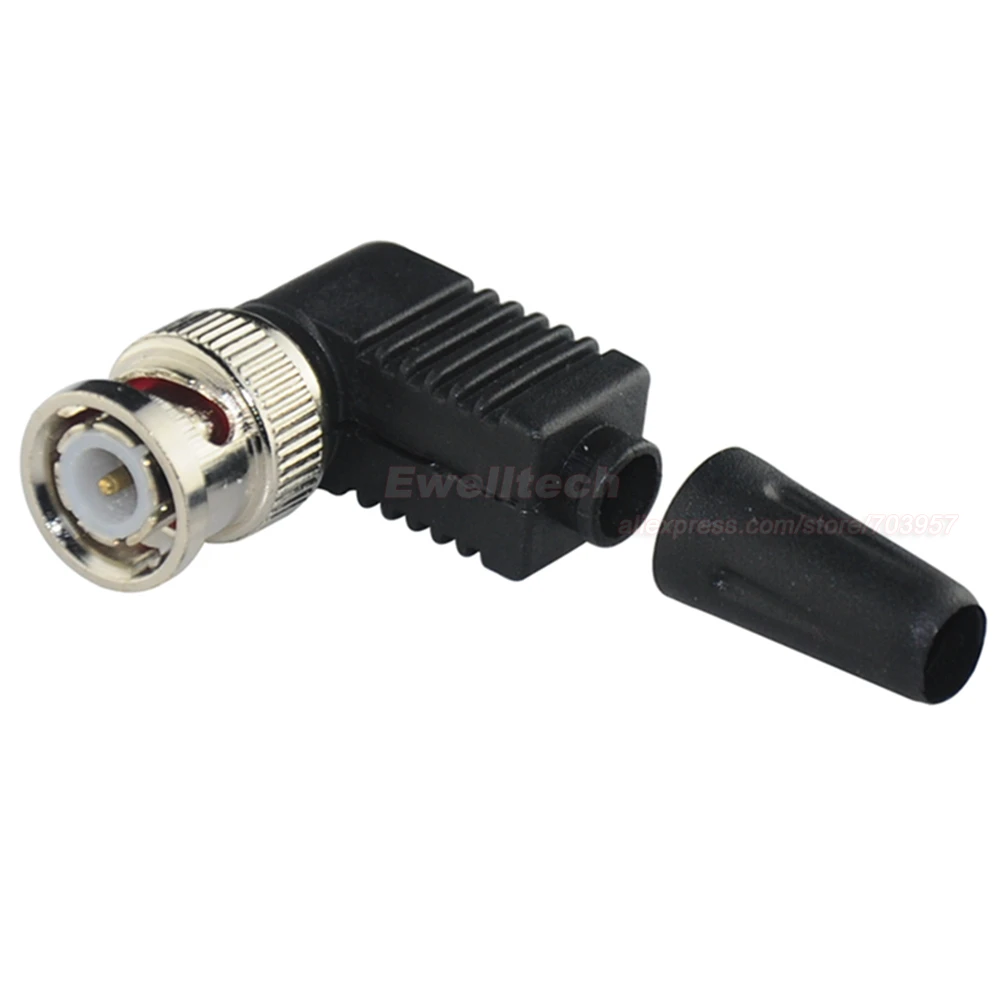 Solderless BNC контактный штекер RG59 прямоугольный разъем для камеры видеонаблюдения