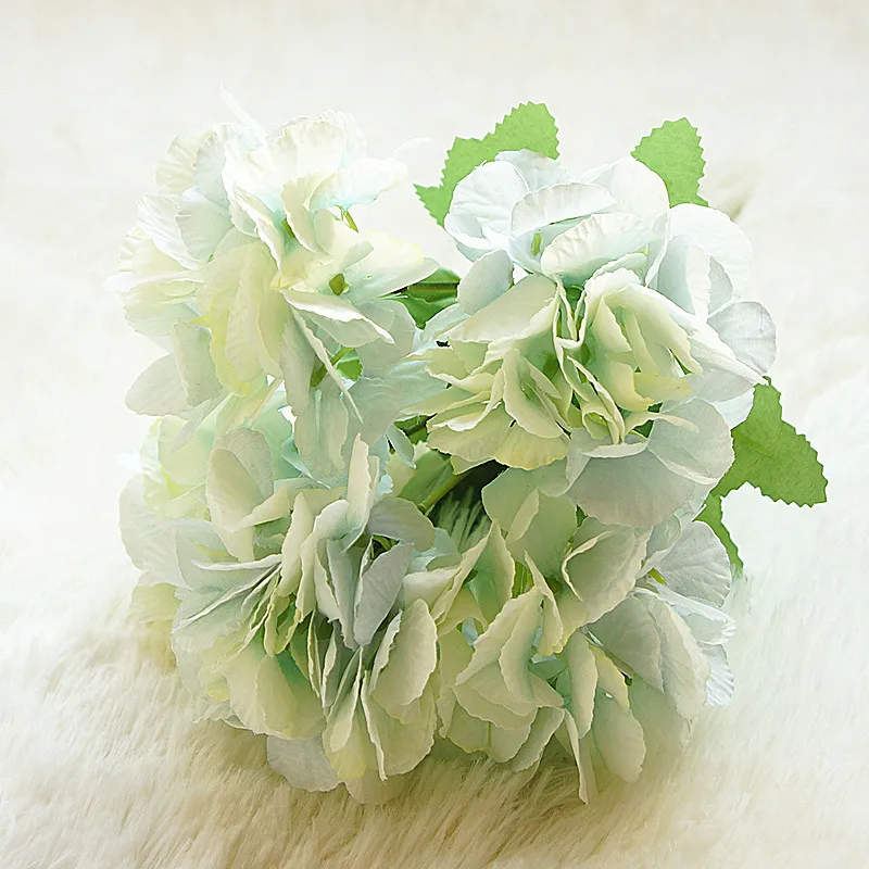 light blue flowers Искусственные цветы гортензии букет невесты рука свадьба белый Шотландии украшения синий Шелковый цветок для дня рождения Домашний декор - Цвет: light blue flowers