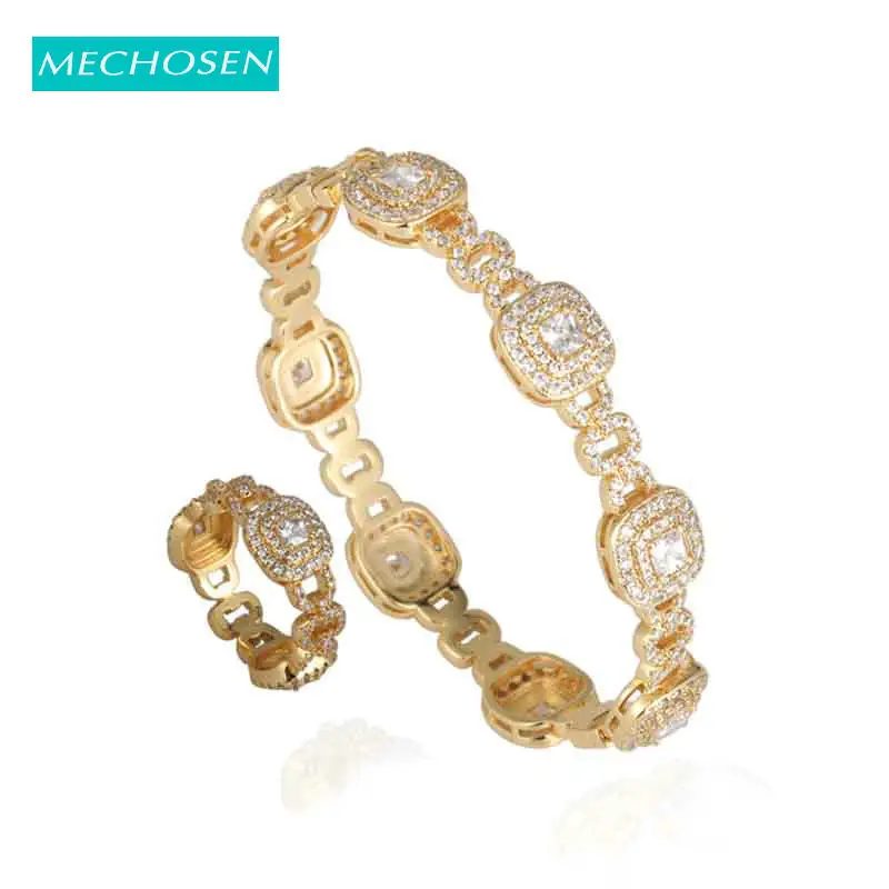 Женское кольцо с геометрическим цирконием MECHOSEN Ювелирный Комплект золотого