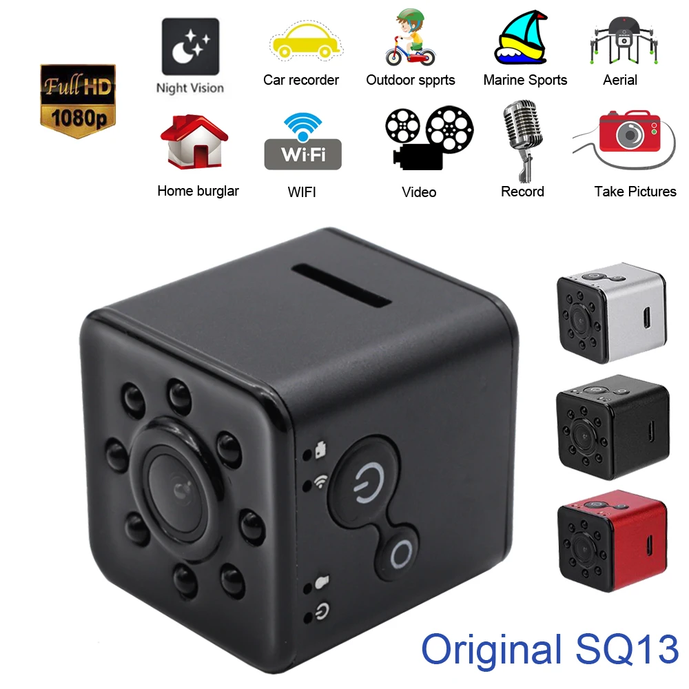 WiFi Night Vision SQ13 Mini Camera Cam Full HD Original 1080P Sport DV Recorder 155 Small Action Camera Camcorder DVR pk sq12 11