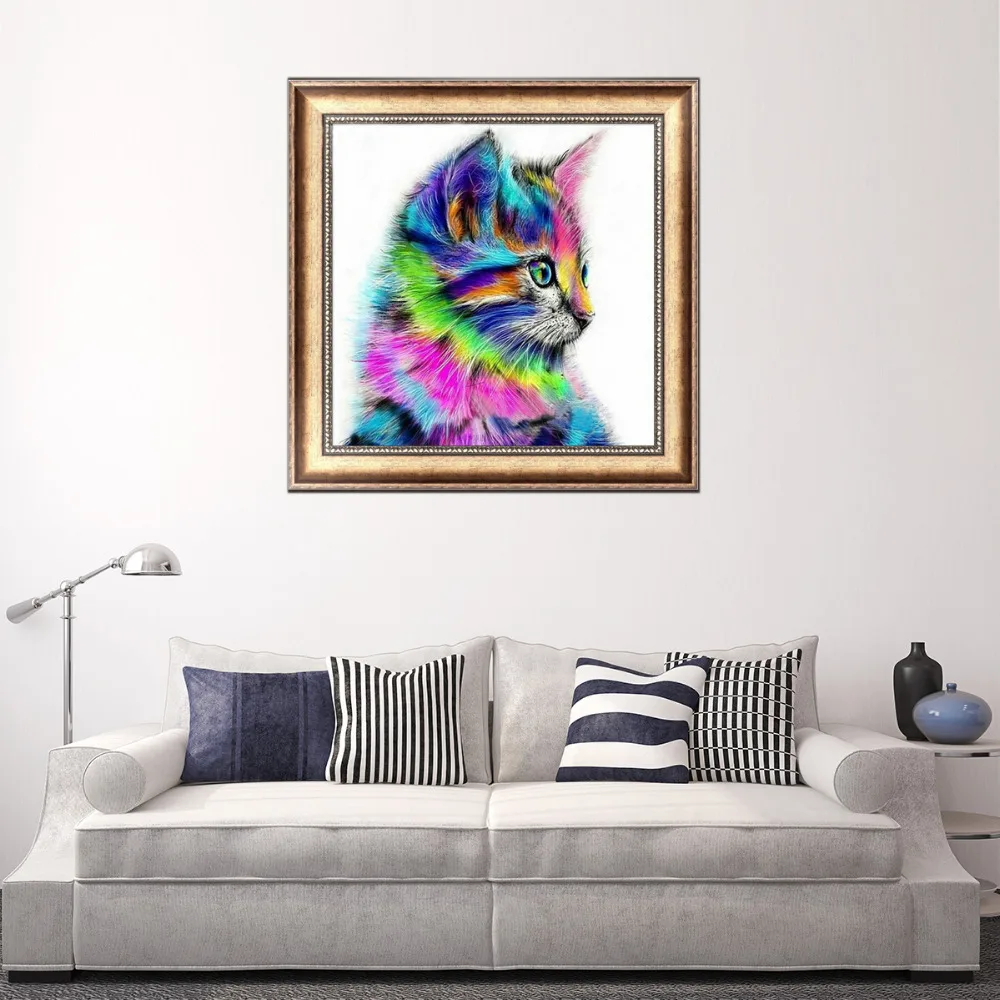 5d бриллианты окрашенные цветной Кот кулак Алмазная дрель круглая дрель|drill drill|drill