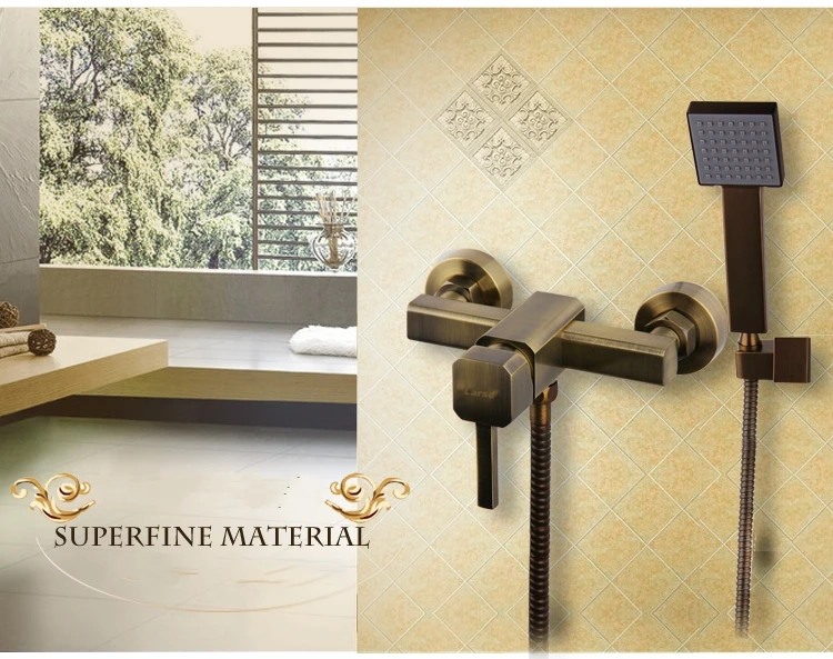 Ванная комната античная бронза твердая латунь настенный смешанный кран для душа