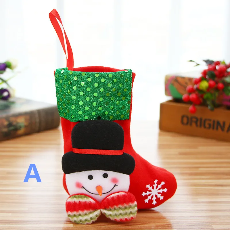 Лидер продаж 1 шт. новогодний маленький носок с Санта Клаусом подвеска на