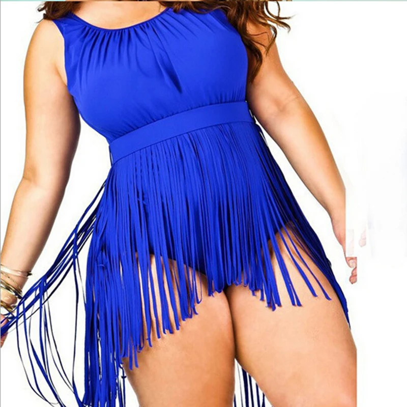 XL-6XL длинный феткини сексуальный купальник размера плюс с кисточками и