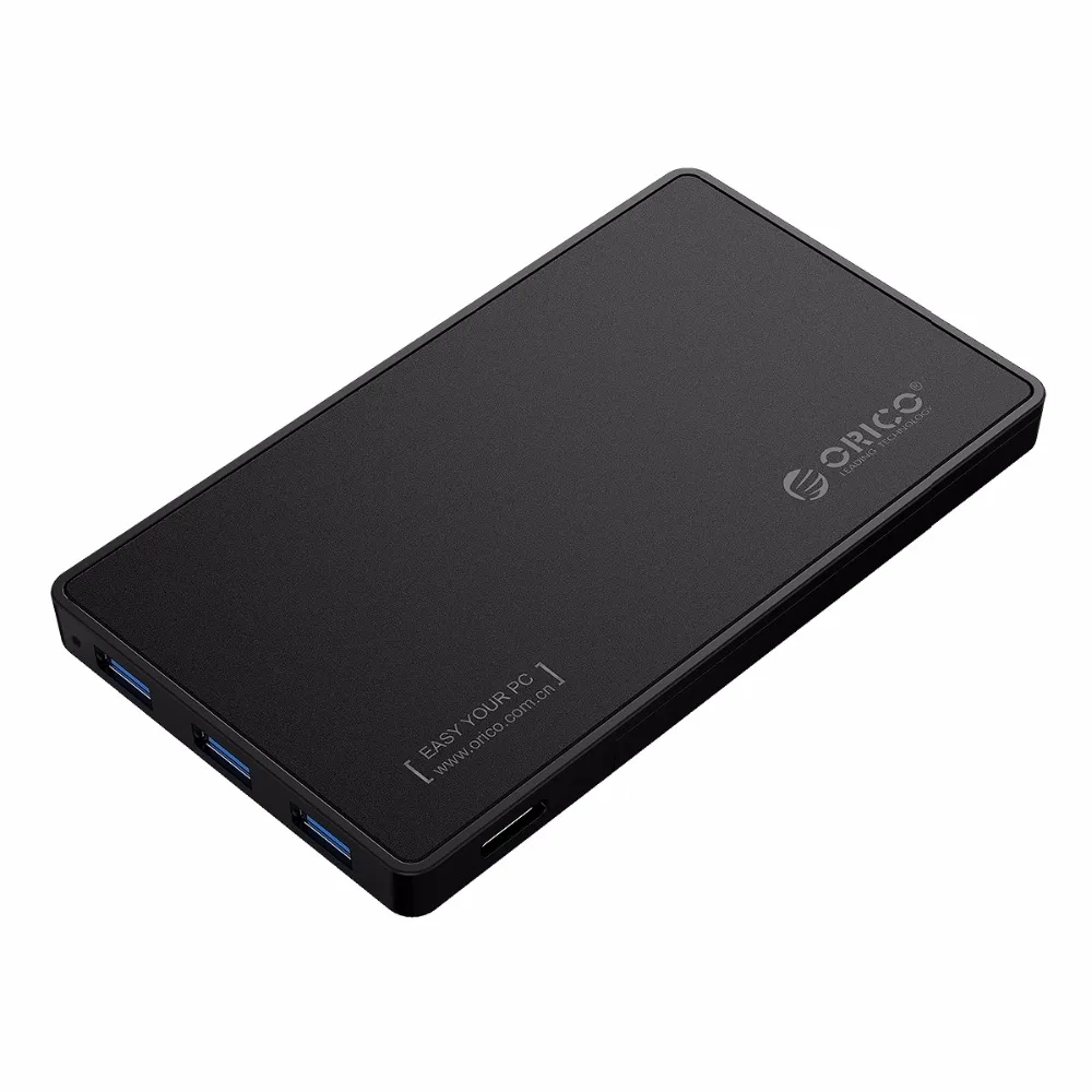 2,5 корпус для жесткого диска ORICO USB 3,0 чехол для жесткого диска с 3 портами USB3.0 концентратор инструмент бесплатный дизайн драйвер не требуется