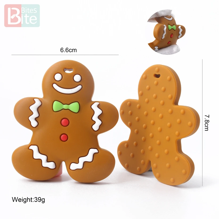 Mordedor de silicona para morder, cadena de chupete de copo de nieve para &aacute;rbol, regalo de Navidad, Calidad Alimentaria, ciervo Sika, 1 ud.-1