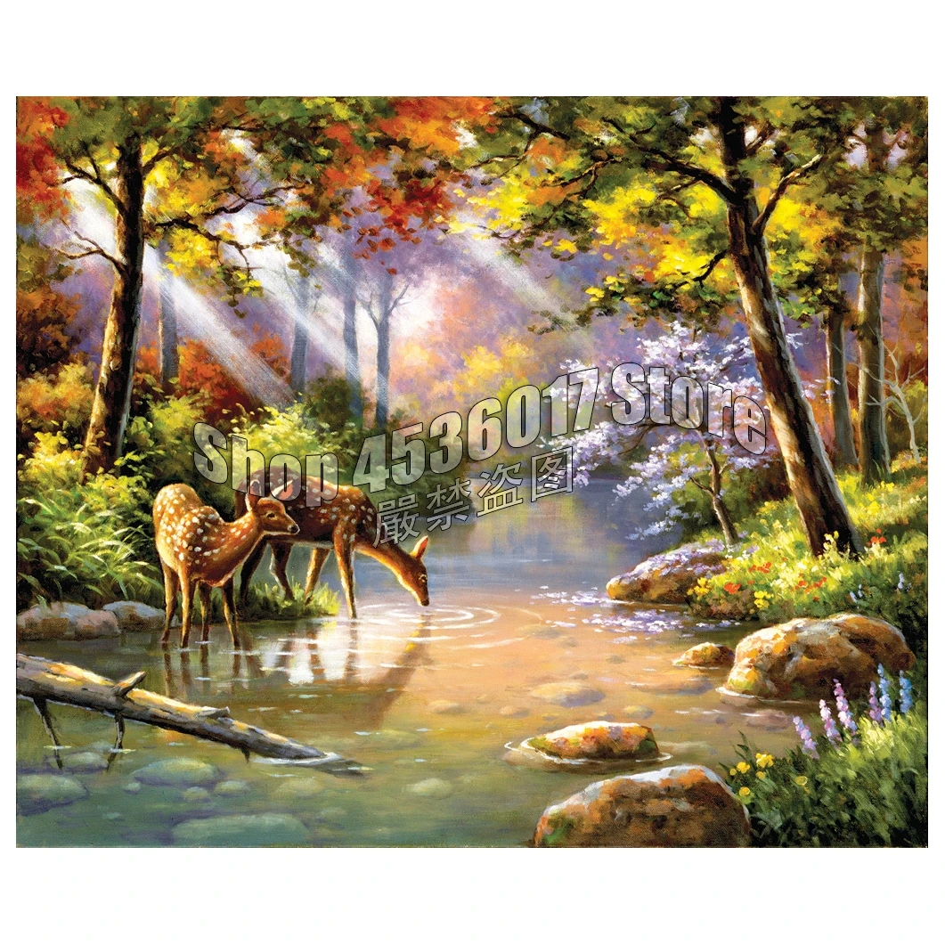 5D DIY elmas boyama Doe yeniden Me Creek tam elmas nakış çapraz dikiş hayvanlar orman ve orman taklidi mozaik hediyeler